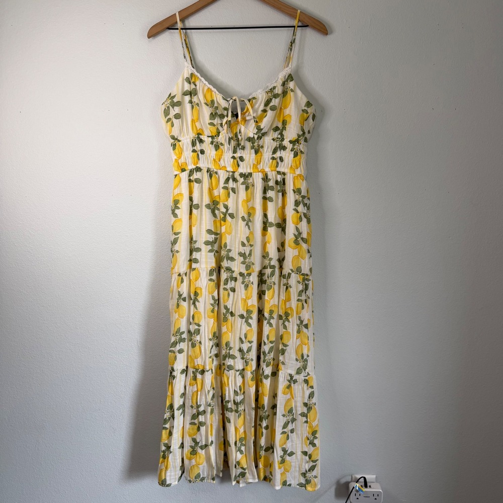 Francesca's Trixxi - Lemon Print Midi Maxo Dress Size Large